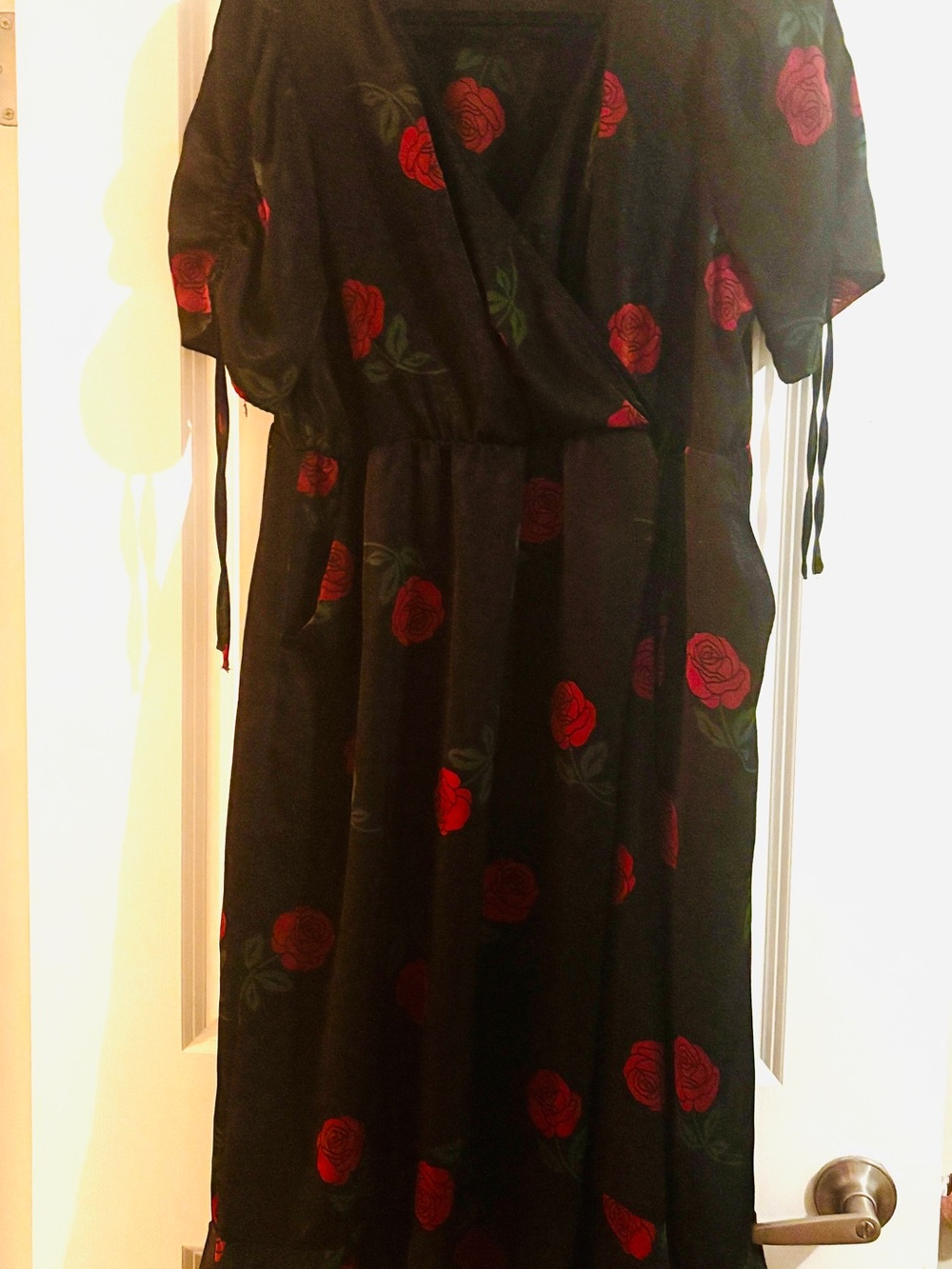torrid Black Midi Dress with Red Rose Print